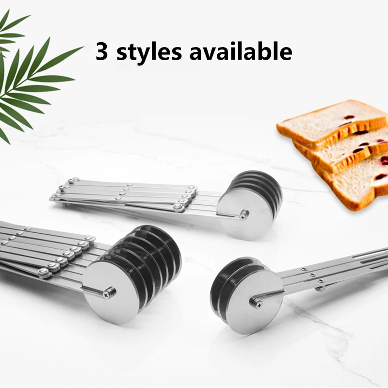 7 Wheel Pastry Cutter Stainless Pizza Slicer Multi-Round Dough Cutter Roller Cookie Pastry Knife Divider with Handle