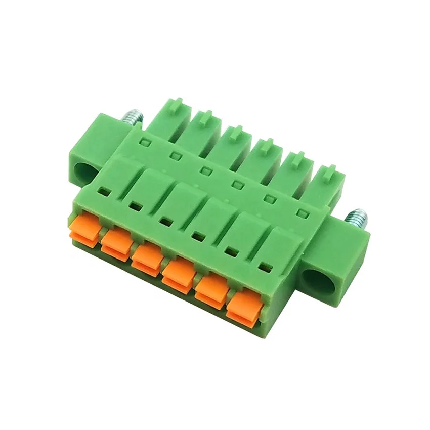 spring terminal block connector with flange ear 3.5/3.81mm pitch plug in PCB terminal block