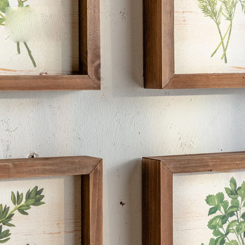 Nordic Petty Bourgeoisie Creative Photo Wall Old Plant Craft Painting Solid Wood Wall Decoration Corridor Background Wall Decor