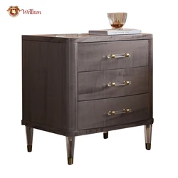 Welliton OEM Luxury Style Bedroom Furniture Solid Wood Modern Bedside Table With Drawers