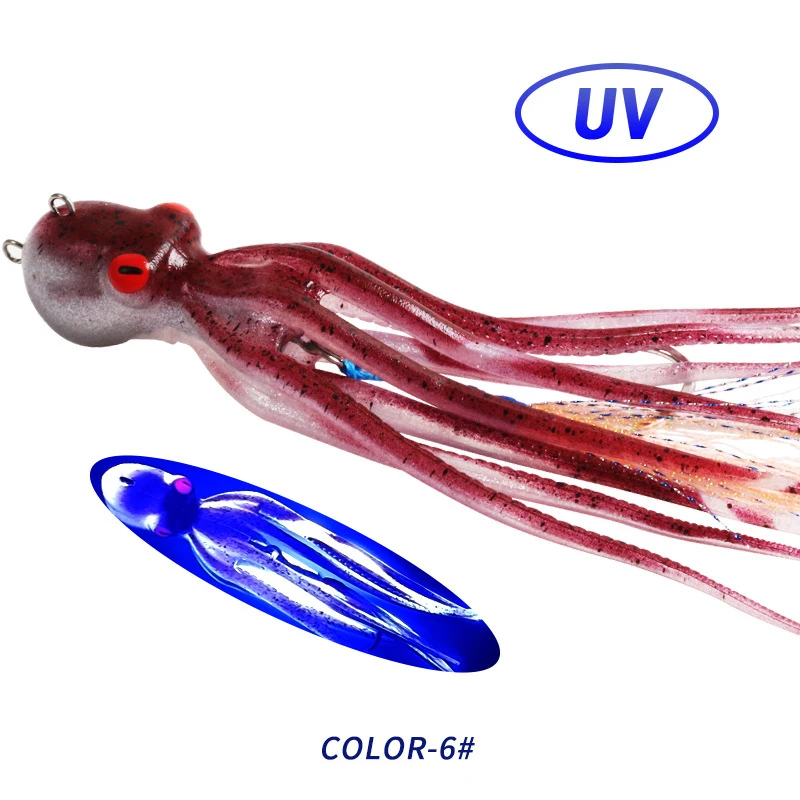 New arrival 60g 150g 200g UV glow Biomimetic Squid Bait mustad Assist Hook luminous TPE Soft trolling Octopus Lure