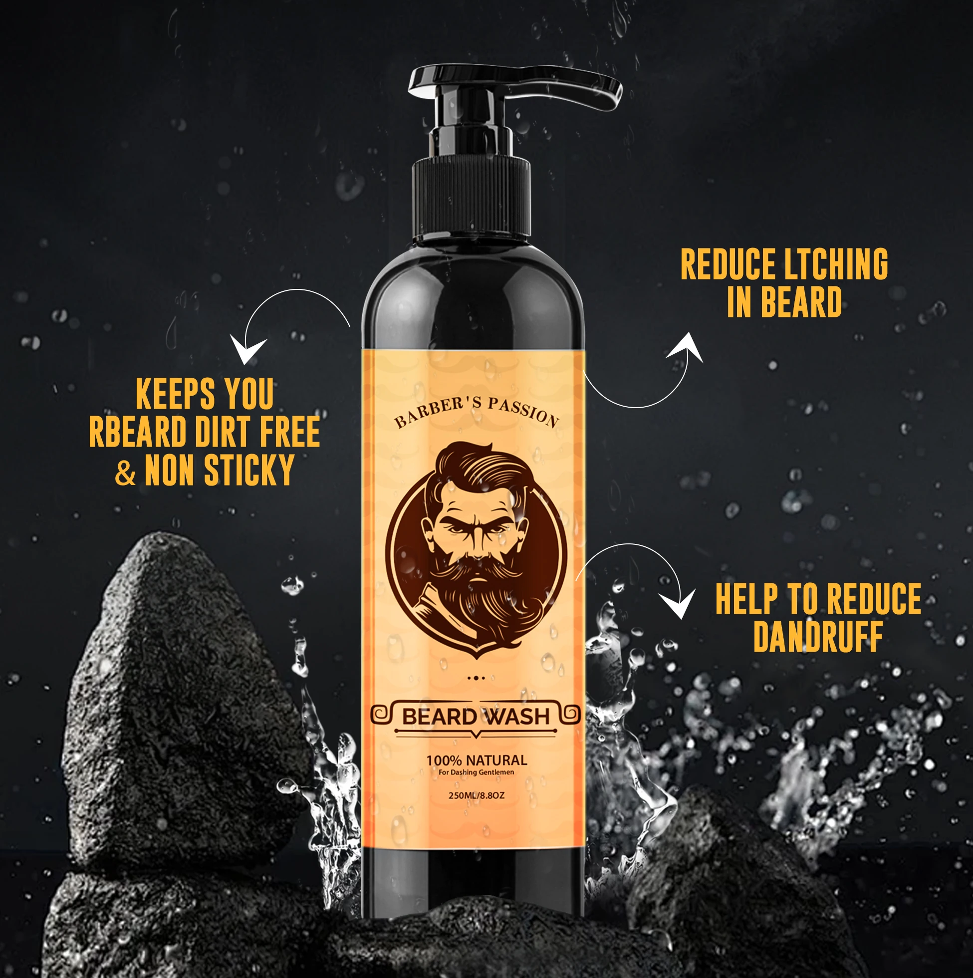 Natural Organic Softens Nourishes Promote Healthy Beard Growth Men Beard Care Kit