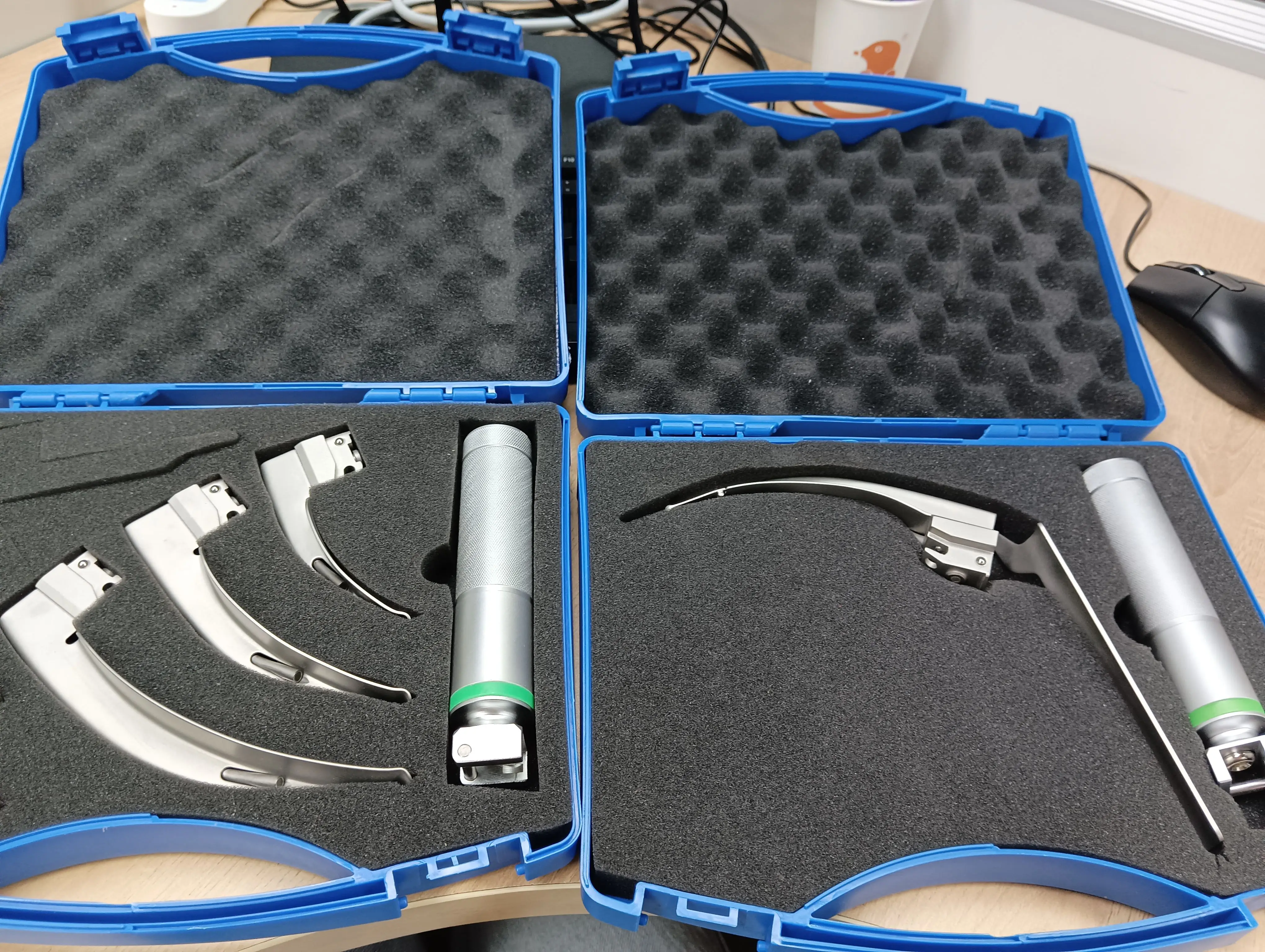 Stainless Steel and Fiber Optic Macintosh & Miller Laparoscopy Fiber Optic Macintosh Laryngoscope Set