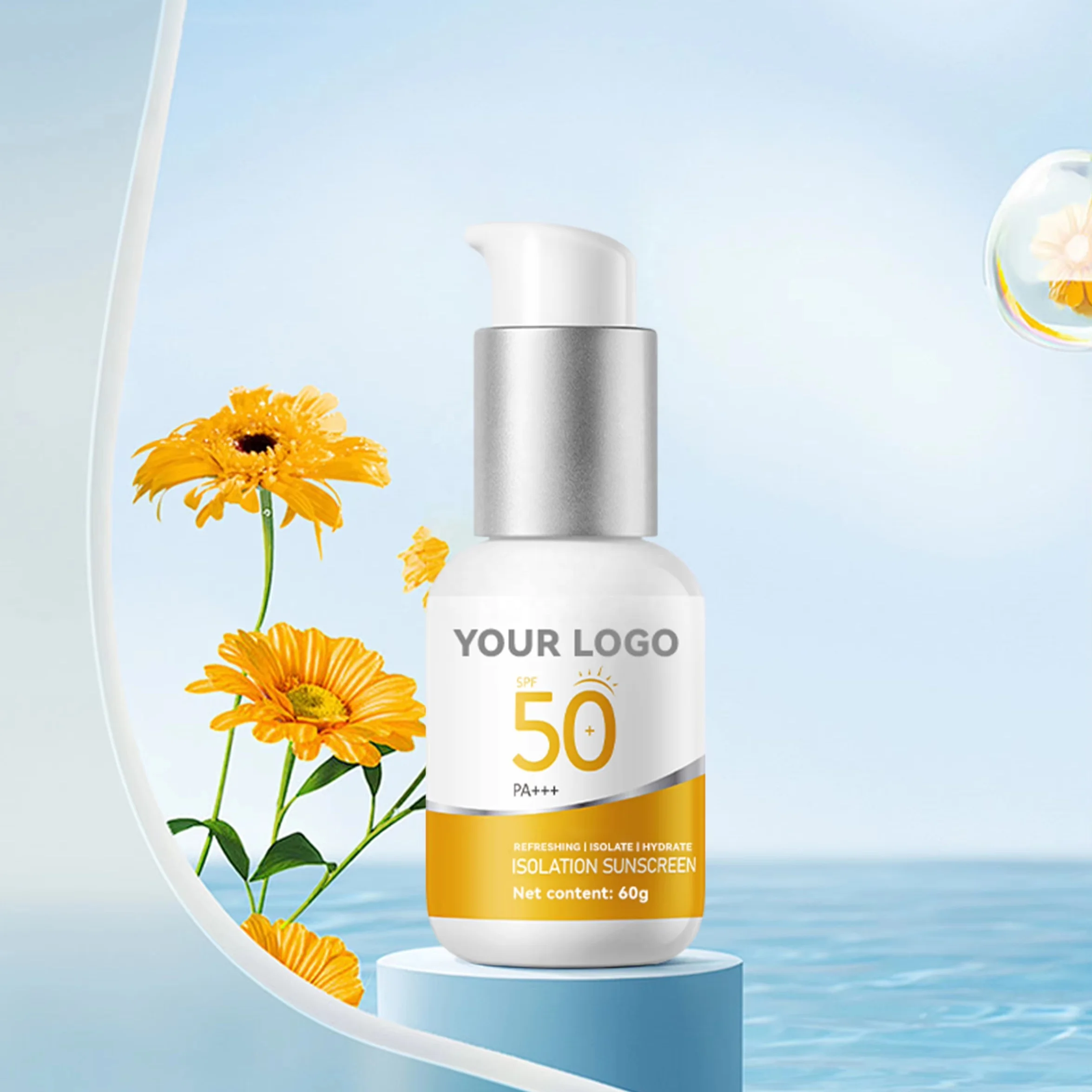 MULAN Non-Greasy SPF 50+ Sunscreen Cream Plain Face Isolation UV Protection Barrier Anti-Shine Sunblock with Anti-Shine Property