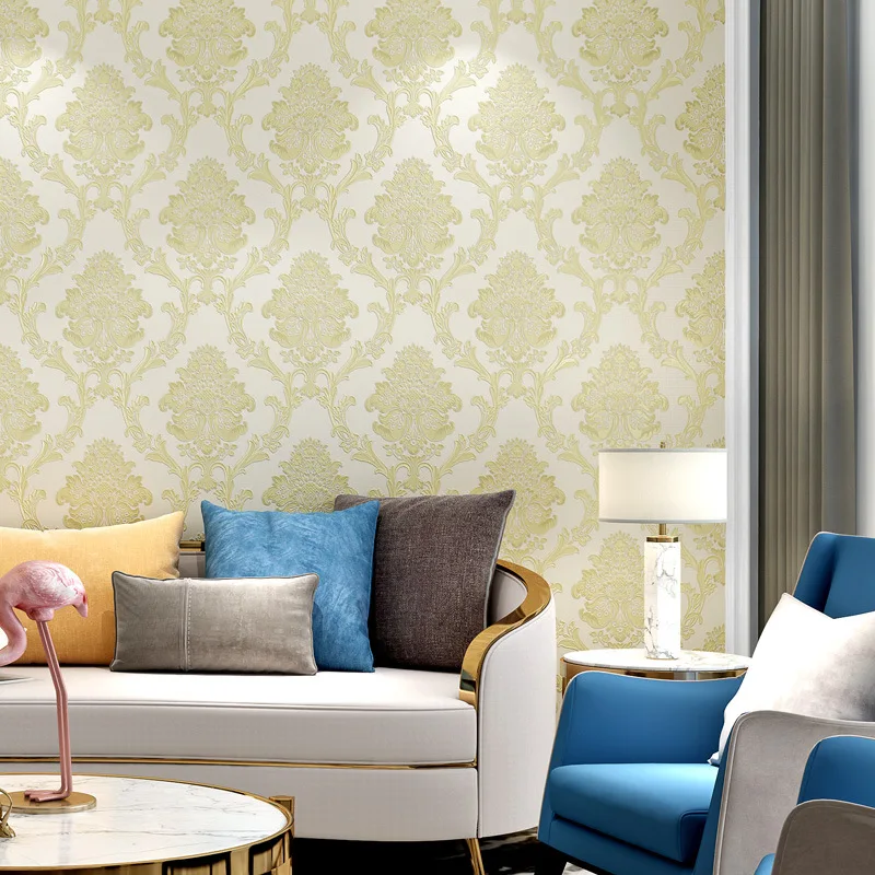 Embossing Damascus wallpaper self-adhesive 3D TV background wallpapers bedroom living room  wall sticker