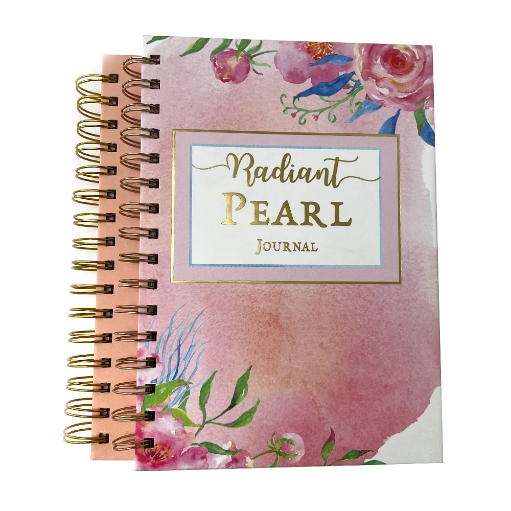 Fancy custom logo recycled paper spiral cute notebook with spring black dot grid linen