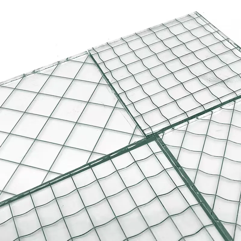 Building Door Clear Colored Nashiji Pattern 6.8mm Thickness Iron Mesh Glass for Resist Fire