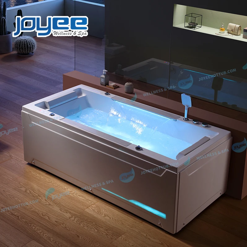 JOYEE 2 person luxury led light hot spa water jets bathroom corner massage bathtub indoor acrylic whirlpool spa shower bathtub