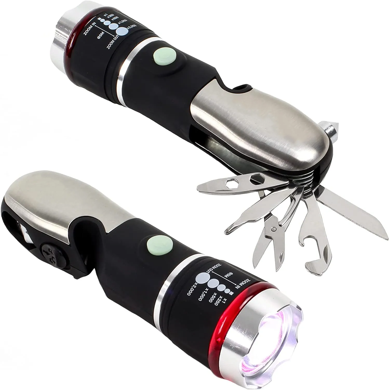 Multi Tool LED Flashlight 10-in-1 Car Escape Tool with  Knife