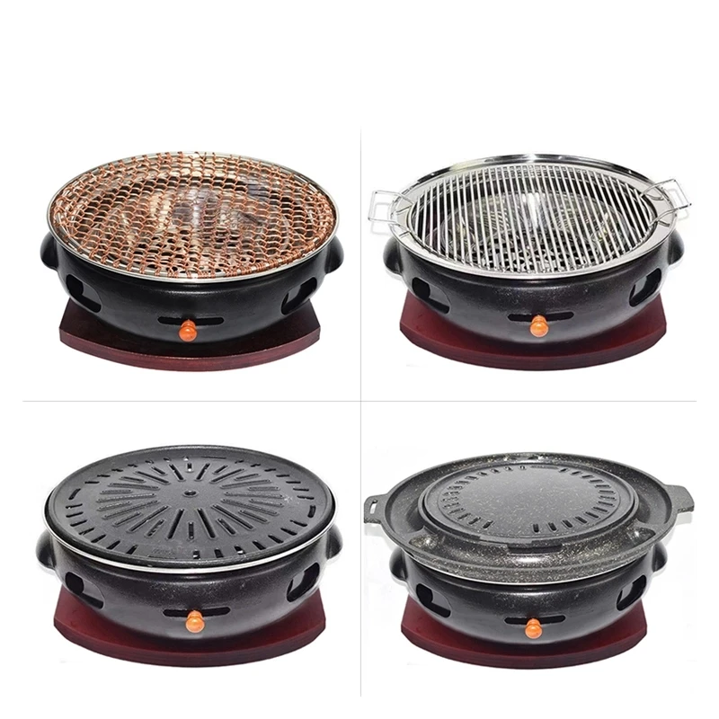 Korean restaurant charcoal grill commercial indoor no smoke bbq grills tabletop round charcoal bbq grill