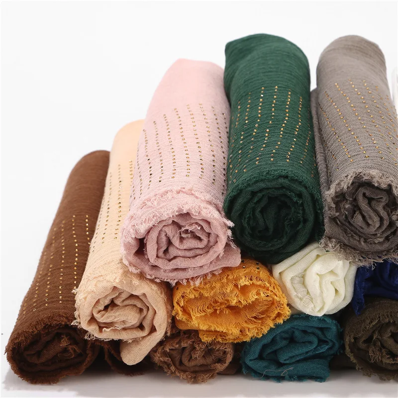 HZW-24111 Muslim Hijab Turkish Lace Scarves Hijab Cotton Scarf Muslim Lace Arab Cotton Scarf