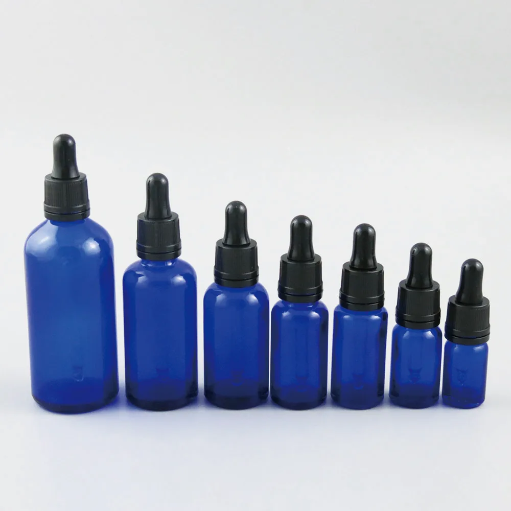 Free shipping Empty 5 10 15 20ml 30ml 50ml 100ml clear amber blue green frost round dropper glass vials essential drop bottle
