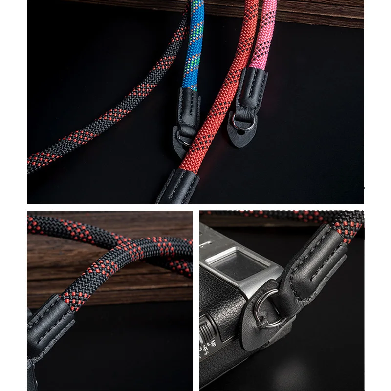 
Leather Patch Custom DSLR Hiking Outdoor Climbing Rope Camera Strap 