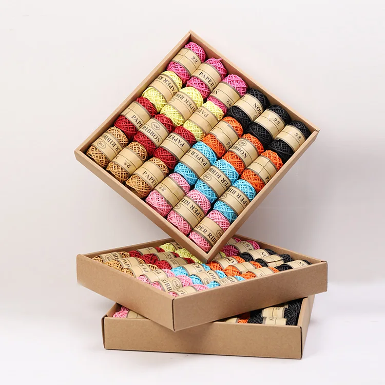 
24 Rolls Decorative Natural Raffia Paper Ribbon String for Gift Wrapping Box Packing and Party Favor 