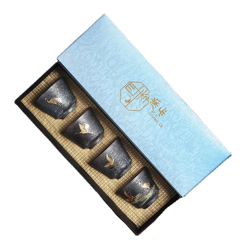 Japanese Style Promotional Gift Rustic Style Tea Cups Hot Sells Customized Tea Cups Ceramic Portable Tea cup with gift box