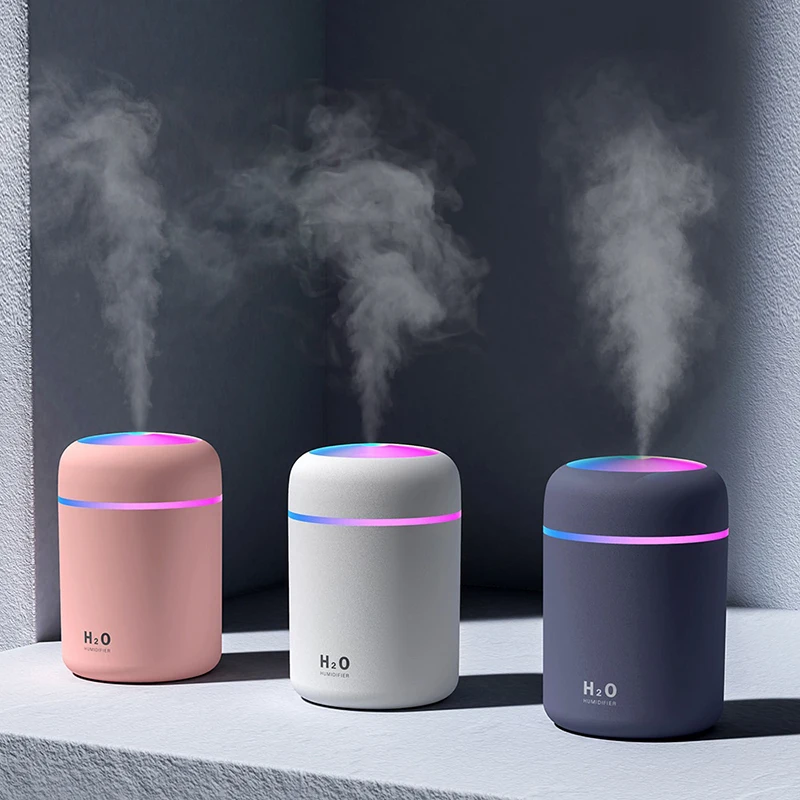Custom Logo 300ml Ultrasonic Portable Mini Air Humidifiers Colorful Light Essential Oil Car Aroma Diffuser