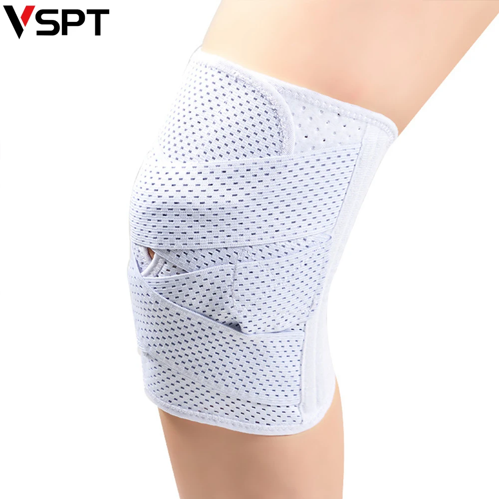 Knee Brace Compression Knee Support with Air Mesh Fabric Adjustable Knee Wrap with Side Stabilizers Ultra-Soft Bandage