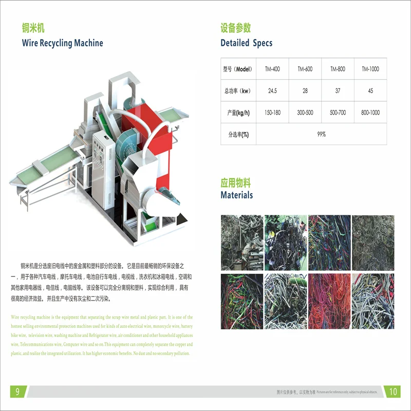 Factory Direct Resource Recycling Crusher Wire Recycling Plastic Copper Wire Sorting Equipment Copper Rice Machine