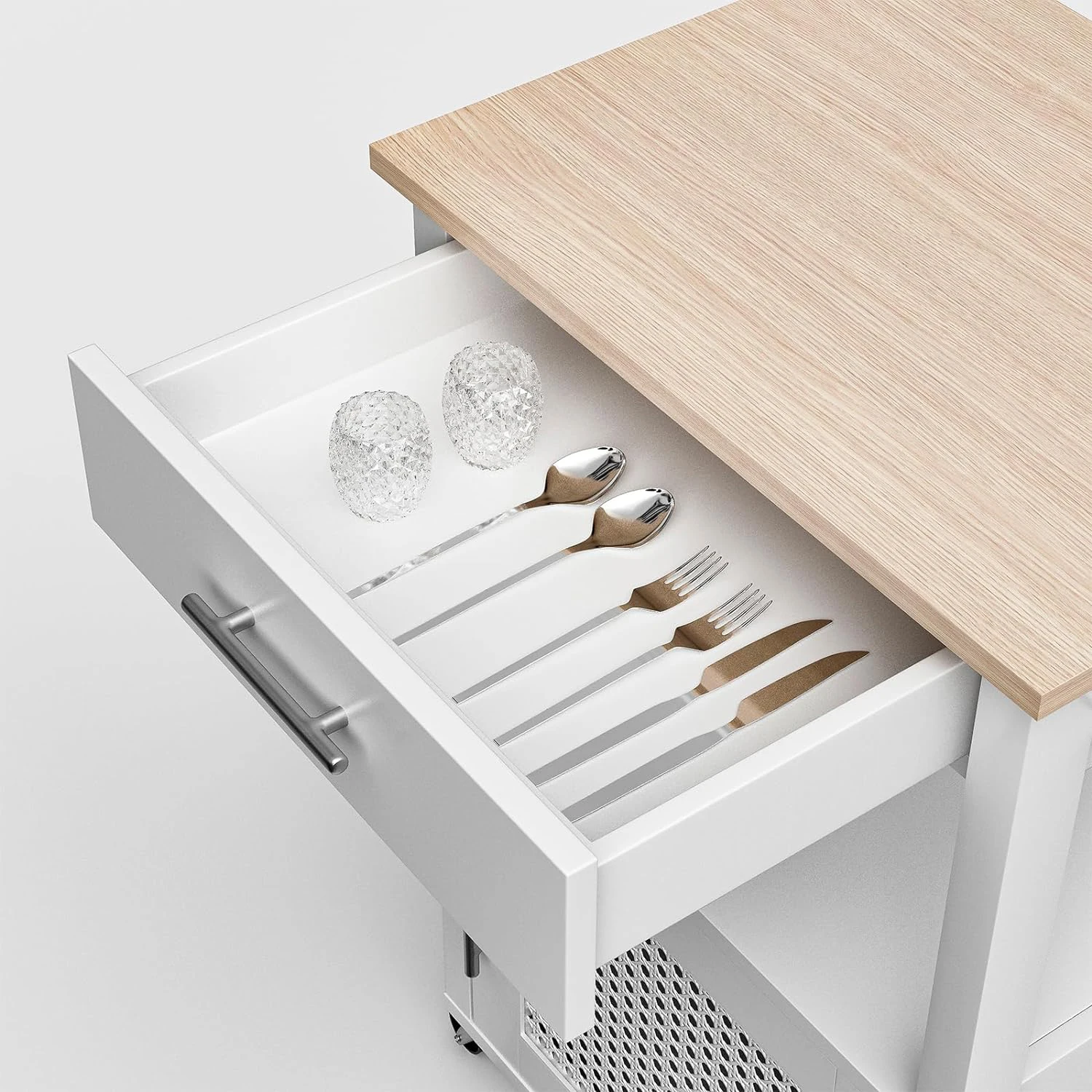 Rolling Kitchen Cart Storage Cabinet and Drawer,Small Kitchen Island Cart on Wheels with Wood Top Kitchen Trolley Cart