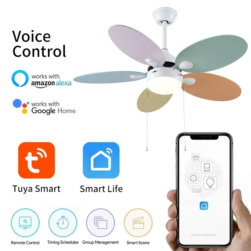 LED ceiling fans Indoor vintage solid wooden fan nordic winding machine remote ceiling fan with light