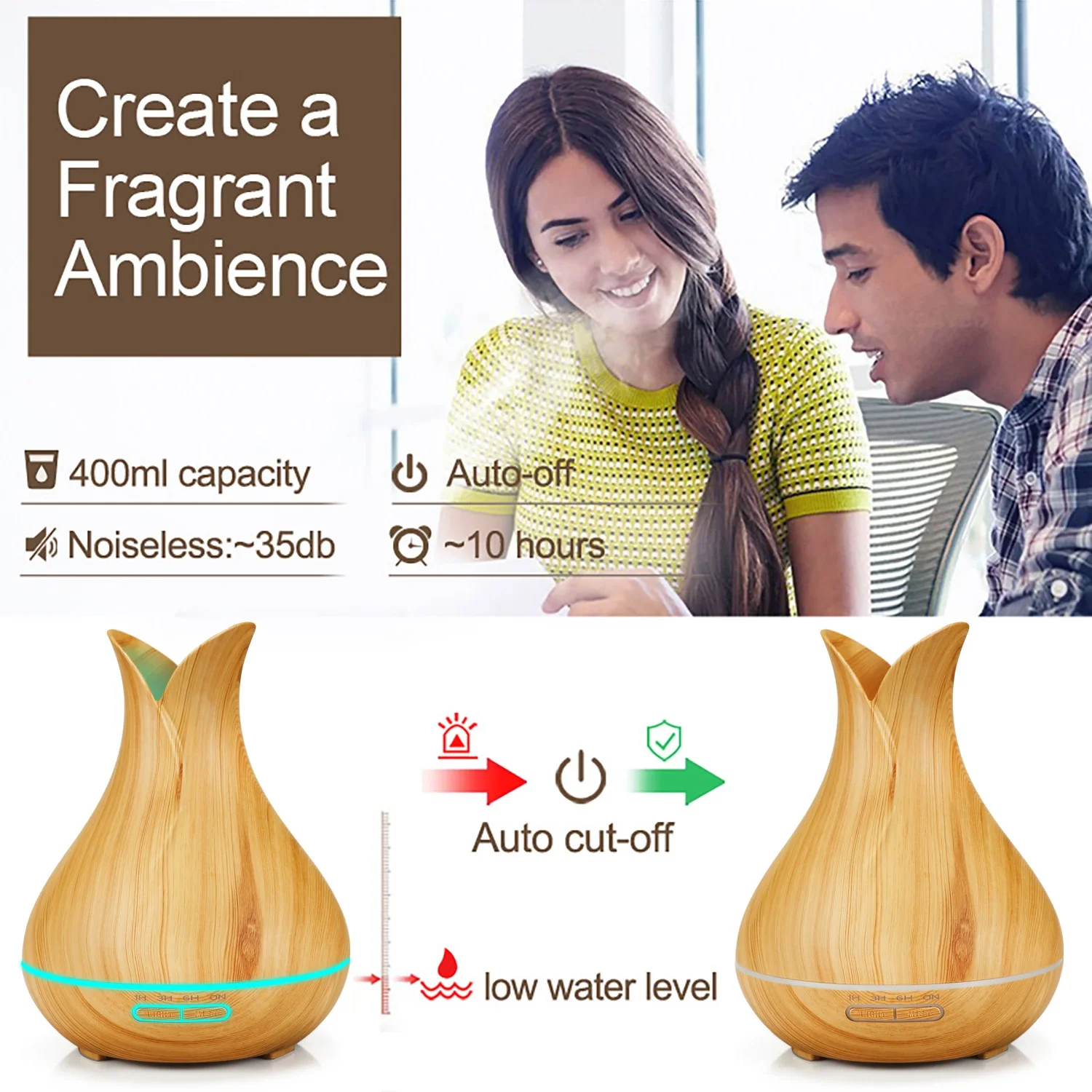 young living Wood Grain Ultrasound Aromatherapy  Mist Maker Essential Oil  Aroma DiffuserFor Home