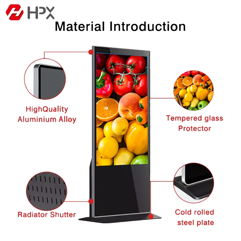 HPX Floor Standing Vertical Interactive Digital Signage Totem LCD TV Touch Screens Kiosk Advertising Display for advertising