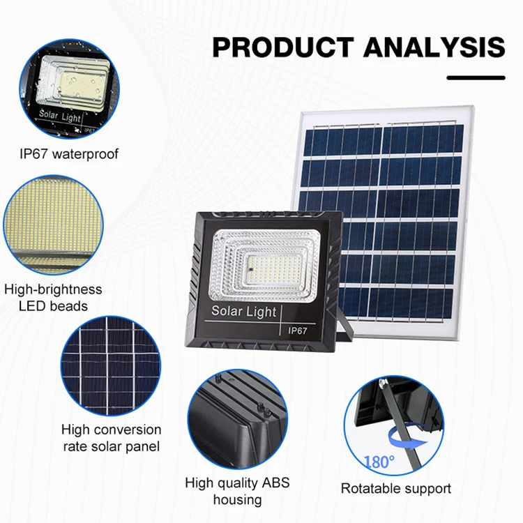 High Brightness Outdoor Ip67 Waterproof Light Control Solar Lamp 25w 40w 60w 100w 200w Solar Led Flood Light