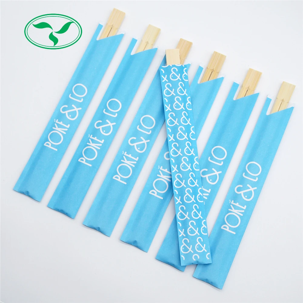 Eco-friendly Biodegradable Custom Paper Sleeve Disposable Tableware Bamboo Chopsticks