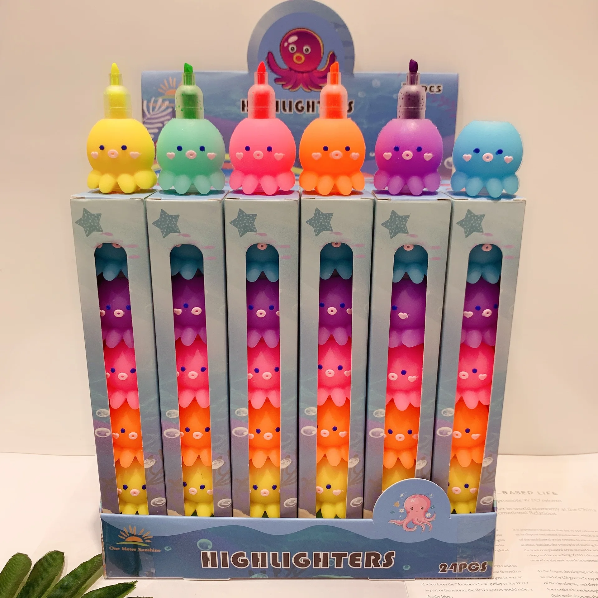Creative octopus shape highlighter silicone octopus cute stationery focus marker graffiti pen hand pen