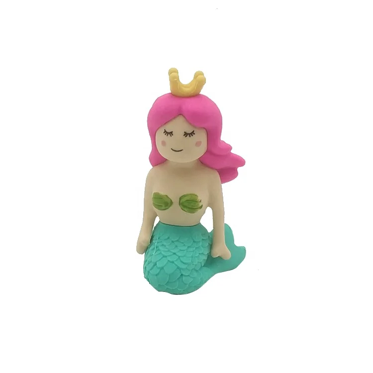 STASUN New Novelty Creative TPR Cute Animal 3D Mermaid Eraser Gift Mermaid Shape Eraser Rubber Pencil Stationery