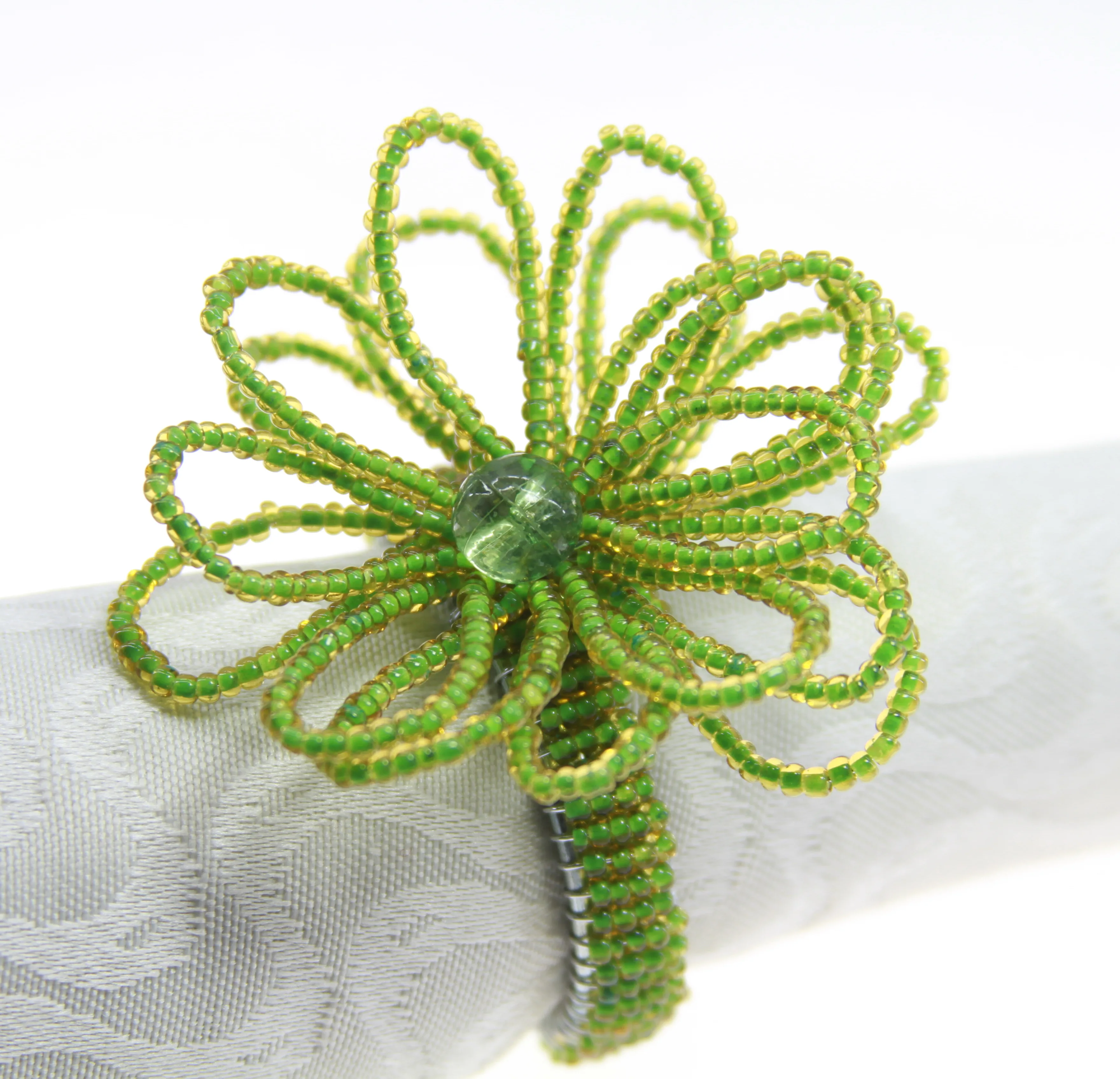 glass beads flower napkin ring for wedding decoration flower napkin holder many colors,