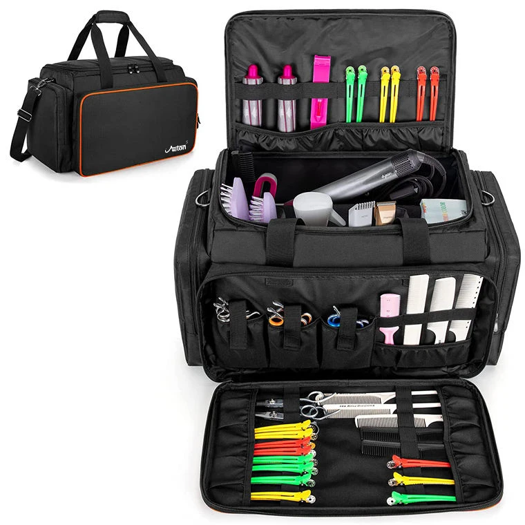 Wholesale custom Portable Hair Stylist Organizer Case Salon Barber Handbag Makeup Cosmetics Travel Hairdresser Tools Bag