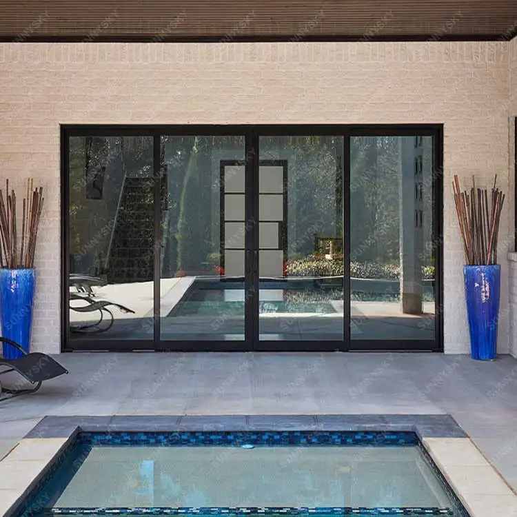 Sunnysky China custom toilet aluminium glass sliding doors aluminum alloy titanium magnesium alloy mute door partition door