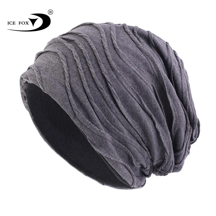New Trendy In Bulk Multi Color Multi Layer Pleated lace Beanie Hats Warm Slouchy Beanie Hats