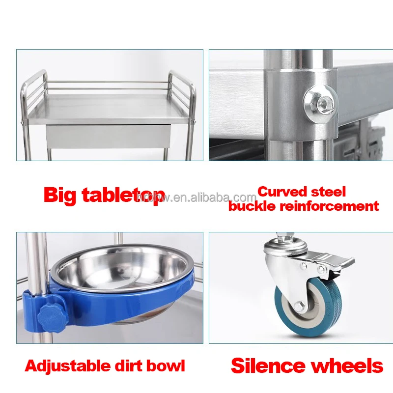 Chinese Factory SUS Hospital Trolley for Sale Medical Dressing Trolley with Drawers