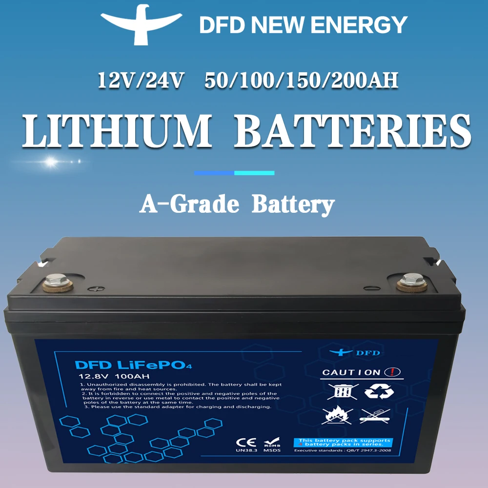DFD 12V Energy Storage System Energy Storage Rechargeable Lifepo4 Cell 12.8V 100AH Lifepo4 Lithium ion Battery Batteries
