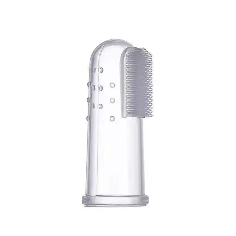 BPA Free Reusable Food Grade Silicon Baby Finger Toothbrush Brush for Infants with PC Case