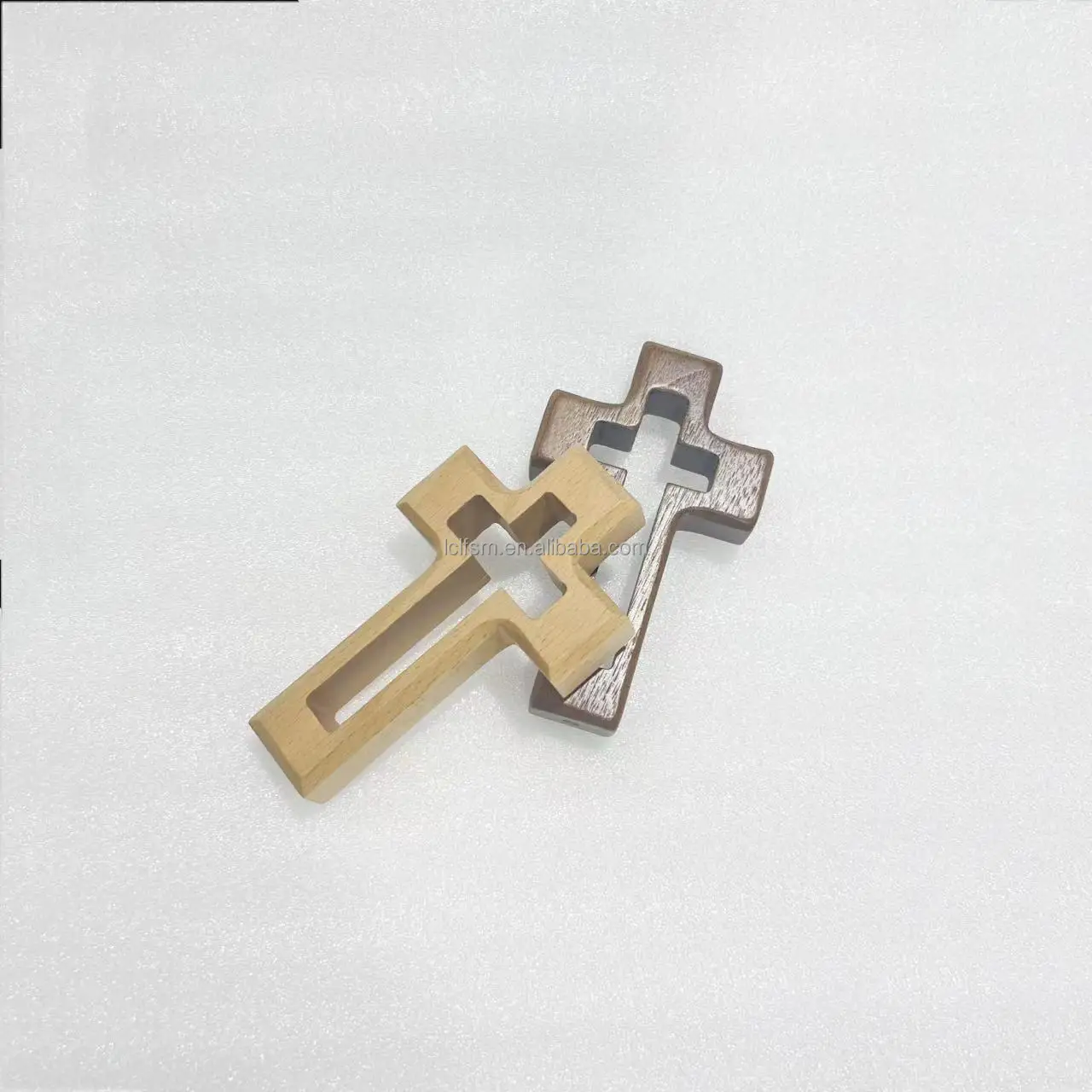 Integrated shape round corner anti-collision design with safety guarantee base mounted non-slip pad black walnut cross