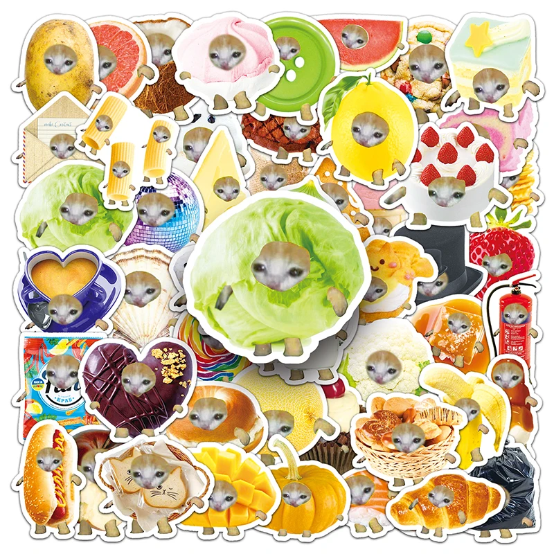 50pcs High Quality Vinyl PVC Decoration Sticker Cartoon Animal Graffiti Funny Cat Head Sticker