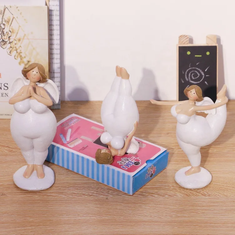 Wholesale polyresin fat yoga girl decor lady figurine statue, fat woman statue decor resin yoga girl*