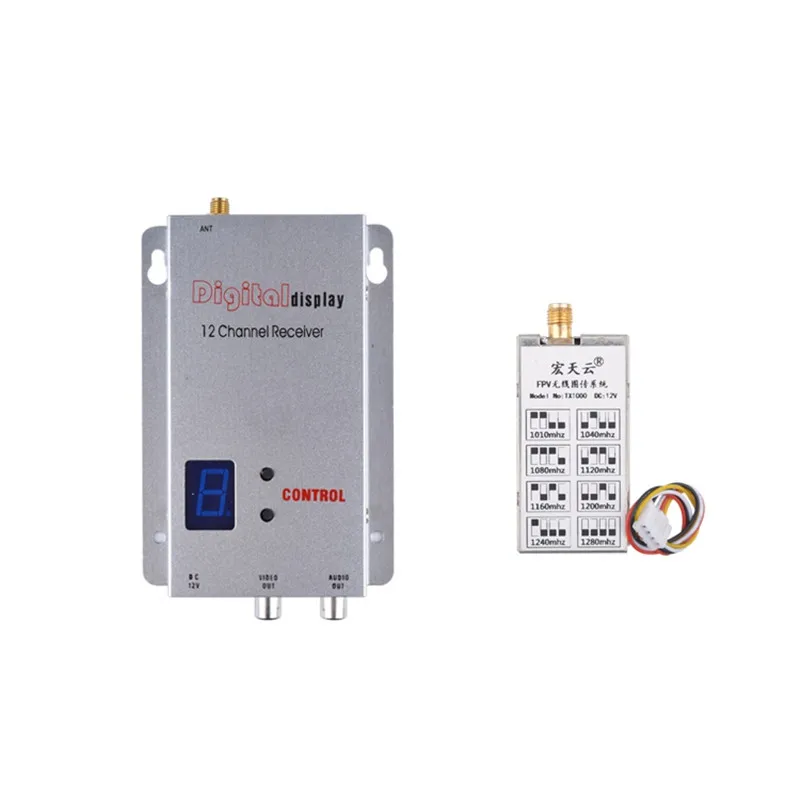 1.2G 1W 1000mW 8CH Transmitter TX1000 TX 12CH Receiver RX FPV 1.2Ghz Up to 3km for RC Models Drone Quad Enhancement Booster