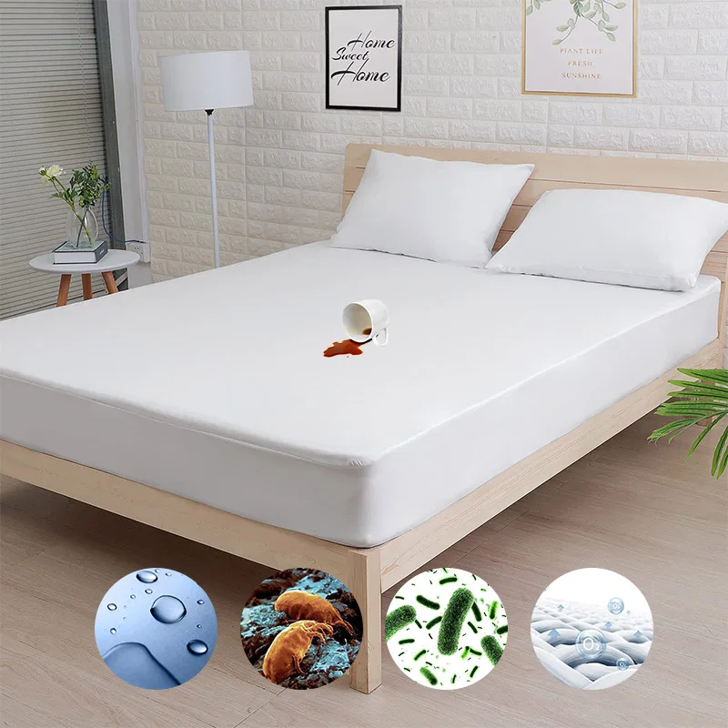 Custom double cubre colchon queen size 100% polyester bed sheet allergenic thick knit waterproof mattress covers & protectors