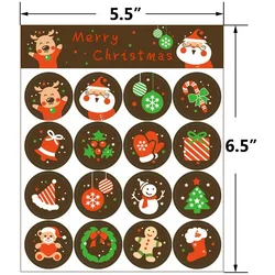 Custom Self Adhesive Paper Round Merry Christmas Sticker Labels for Present Gift Bag Box Packaging Seal