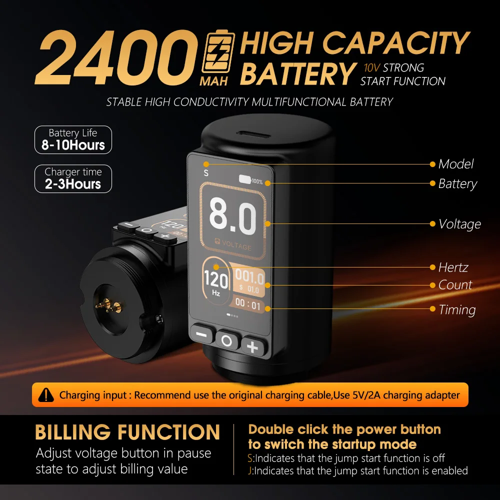 Ambition Soldier 270 2400mAh Brushless Motor 4.0mm/4.5mm Stroke Professional Wireless Tattoo Pen Gun Machine with Double Battery