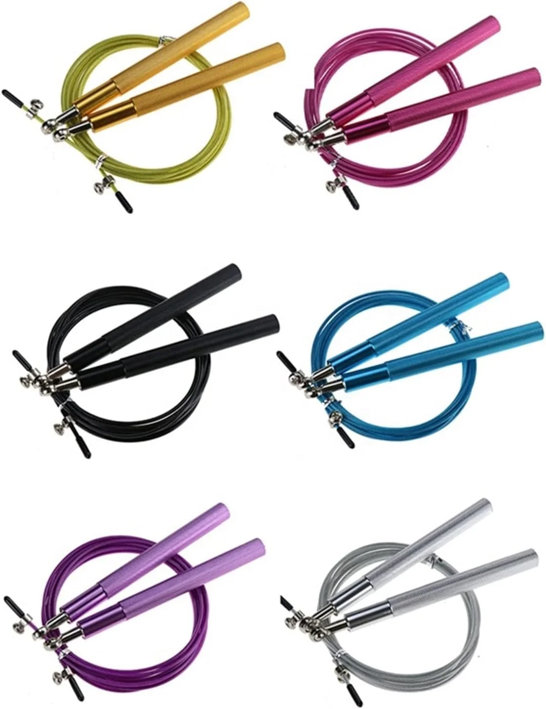 Blue 9.2 Feet Ball Bearing Home Indoor Kids Adults Colorful Adjustable Metal Skipping Rope Long Handle Speed Jump Ro