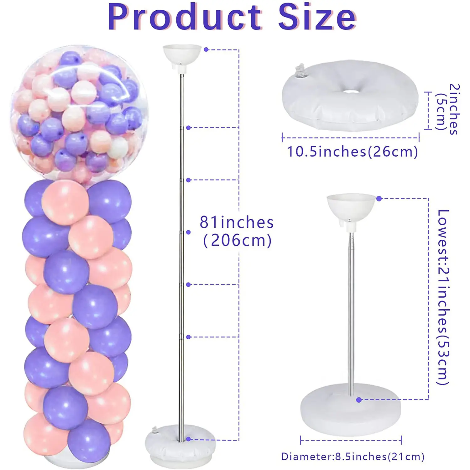 Palmy 2pcs Tower Kit Balloon Column Kit Balloons Diy Balloon Stand Pole Base Set Home Wedding Birthday Party Decoration