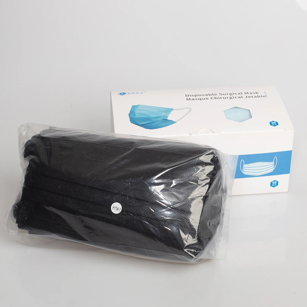 3 слоя медик Одноразовые черные уход за кожей лица, 50 шт. в лоте; Хирургическая Маска