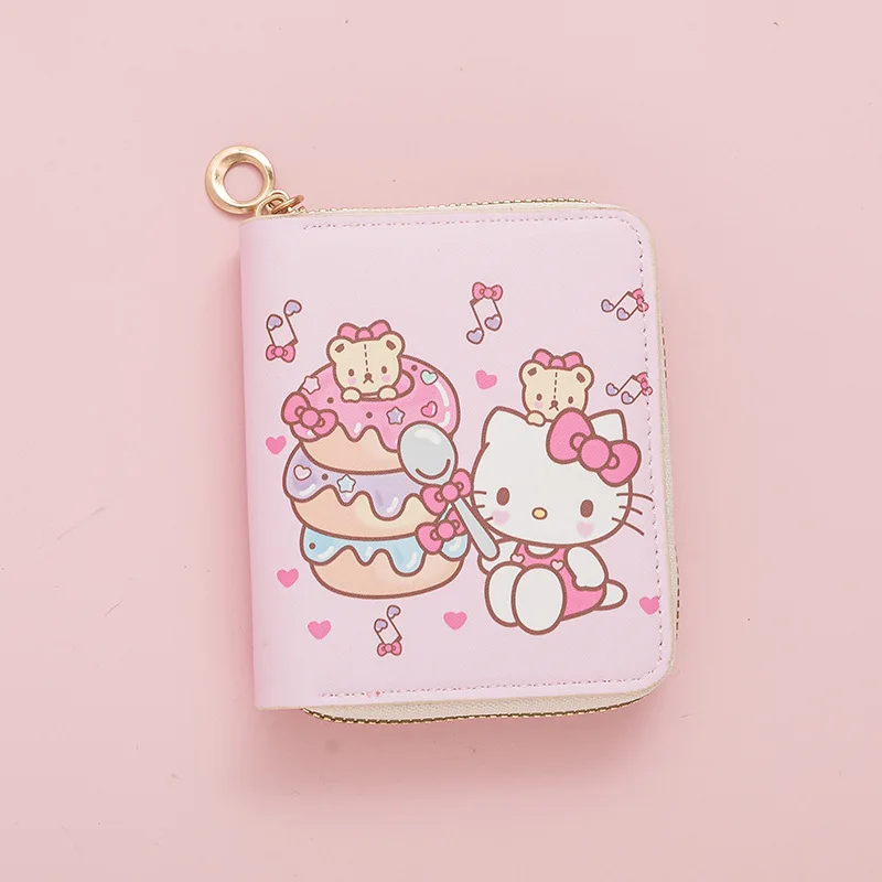 New Short Hell KT Cute Cat Purse Coin Wallets Cartoon Student Women Girls Mini Zipper Fancy Hello KT PU Wallets