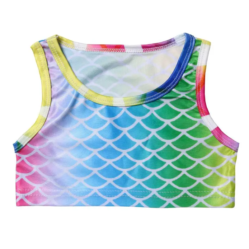 LQSZ 2022 Little Girls Kids Colorful Magical Suspender Cute Mermaid Sexy Bikini Three Pieces Custom Swimwear & Beachwear