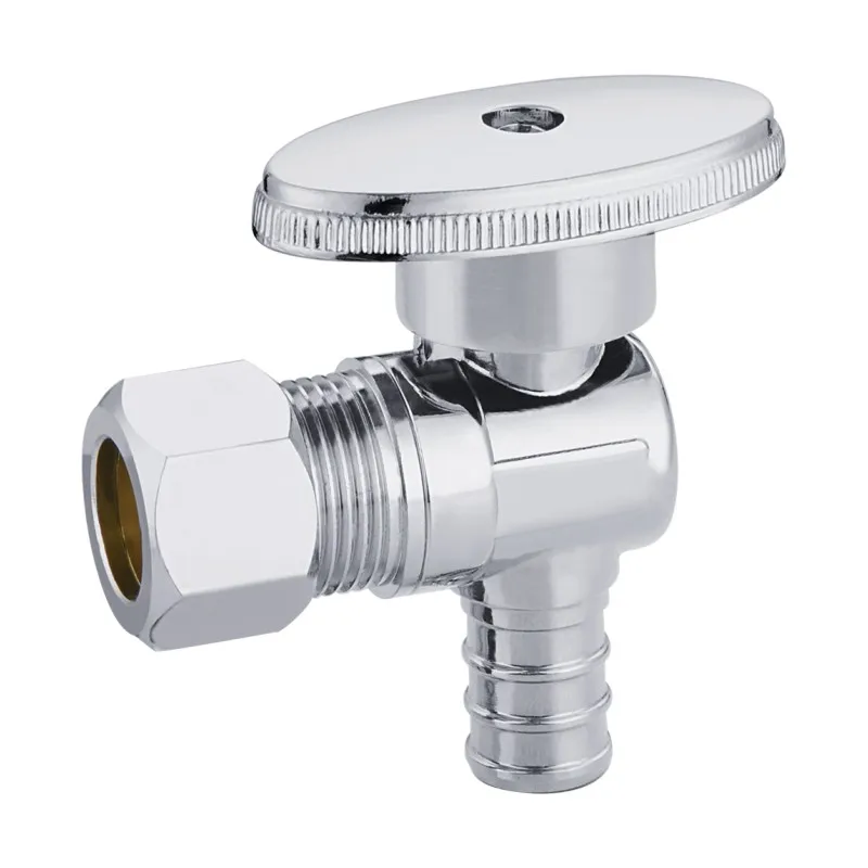 KLOE9114 1/2PEX x 1/2OD, угловой стоп-1/4, водяной латунный, 3/4 хромированный угловой шаровой клапан с cUPC NSF